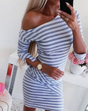 Robe décontractée rayée à une épaule