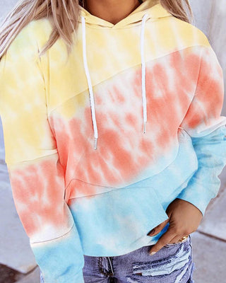 Haut à capuche décontracté à imprimé tie-dye
