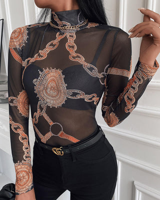 Haut à manches longues à imprimé baroque