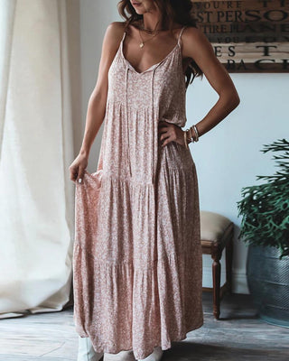 Robe longue à fines bretelles à imprimé floral