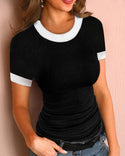 T-shirt décontracté pour femmes T-shirt à manches courtes en coton