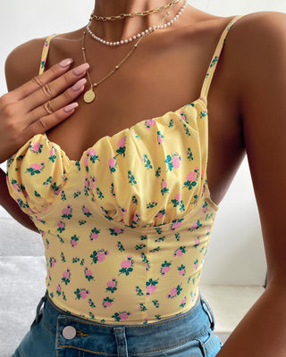 Camisole à lacets plissée à imprimé floral Ditsy