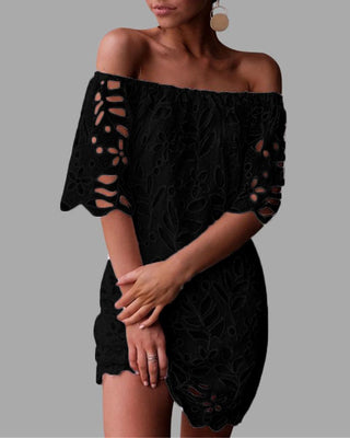 Robe en dentelle à épaules dénudées Broderie Anglaise