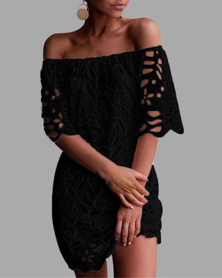 Robe en dentelle à épaules dénudées Broderie Anglaise