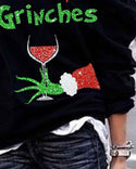 Sweatshirt à manches longues à motif de lettres de paillettes de Noël
