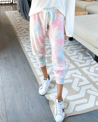 Pantalon de jogging à cordon de serrage imprimé tie dye