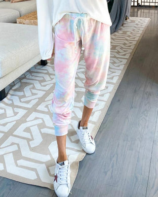 Pantalon de jogging à cordon de serrage imprimé tie dye