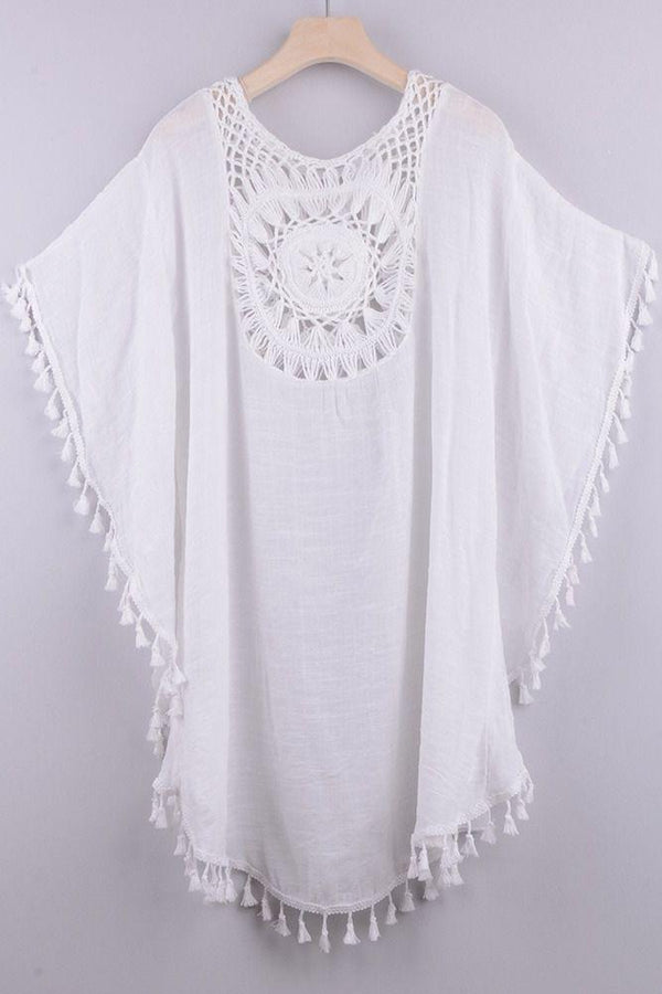 Caftan Plage Crochet Bohème - Unique / Blanc