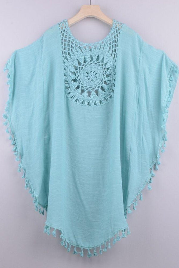 Caftan Plage Crochet Bohème - Unique / Bleu