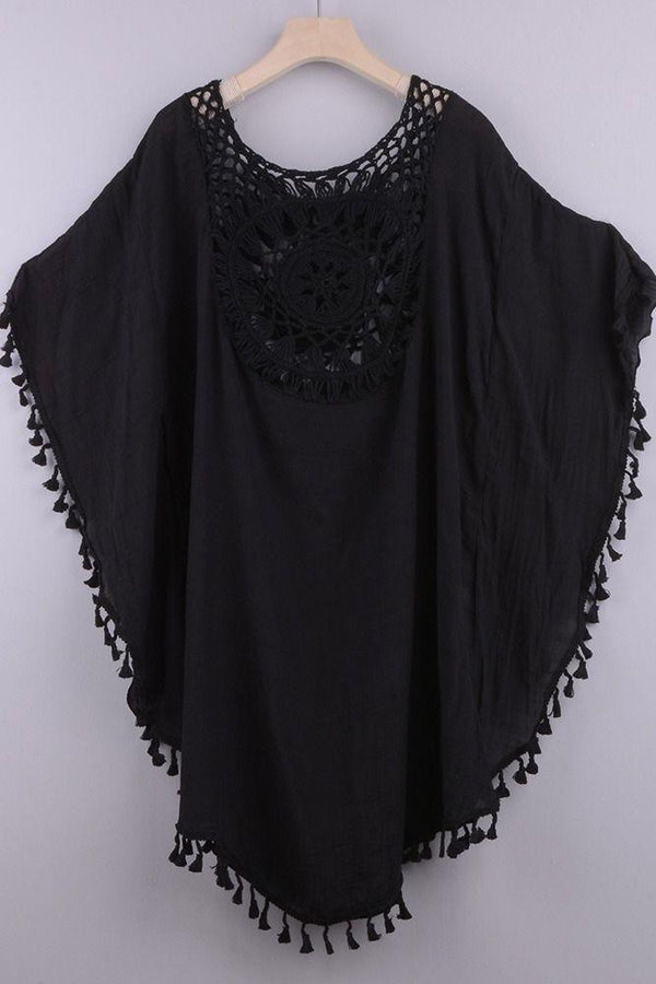 Caftan Plage Crochet Bohème - Unique / Noir