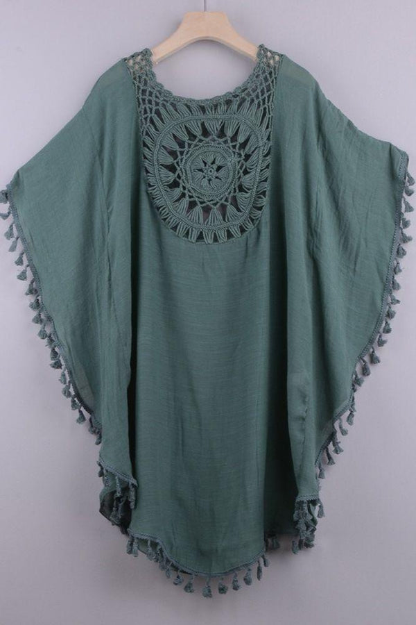 Caftan Plage Crochet Bohème - Unique / Vert