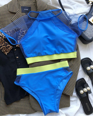 Ensemble de bikini patchwork en maille color-block