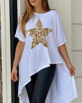 T-shirt à ourlet plongeant à motif étoile