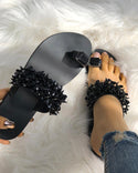 Sandales plates à bouts brillants pour femmes