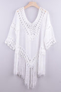 Cover Up Bohème en Crochet - Unique / Blanc