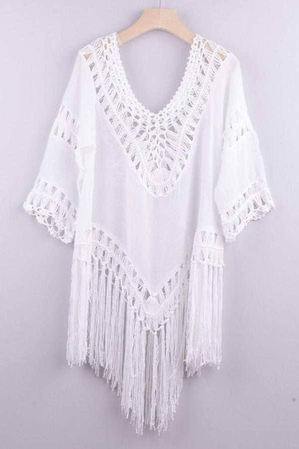 Cover Up Bohème en Crochet - Unique / Blanc