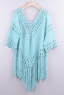 Cover Up Bohème en Crochet - Unique / Bleu
