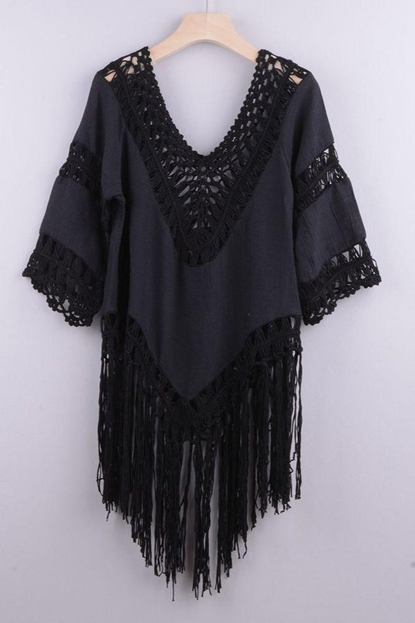 Cover Up Bohème en Crochet - Unique / Noir