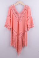 Cover Up Bohème en Crochet - Unique / Rose