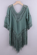 Cover Up Bohème en Crochet - Unique / Vert
