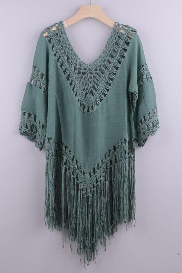 Cover Up Bohème en Crochet - Unique / Vert
