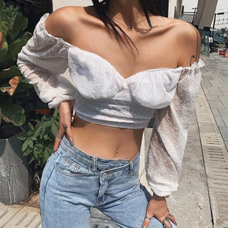 Crop Top Blanc Manches Longues - S