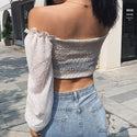 Crop Top Blanc Manches Longues