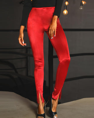 Pantalon fendu taille haute