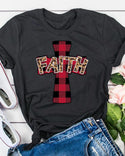 T-shirt à manches courtes imprimé lettre croix de Pâques