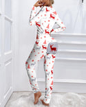Pyjama fonctionnel à rabat boutonné imprimé orignal de Noël pour adultes