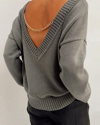 Chandail à manches longues dos nu à décor de chaîne