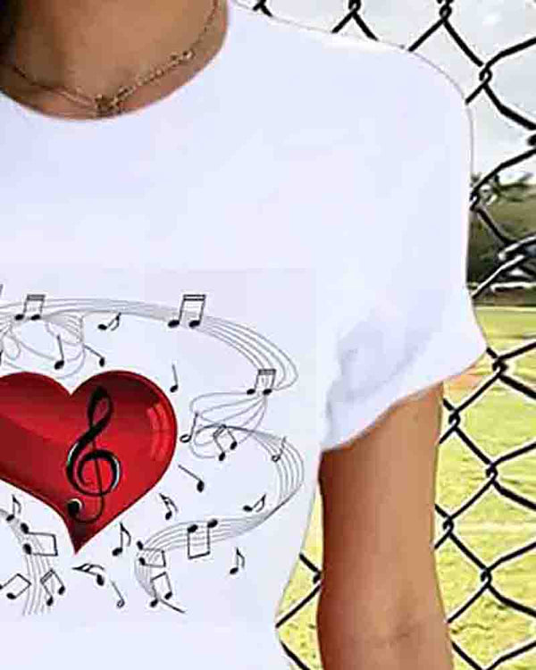 T-shirt basique en coton à imprimé papillon et col rond