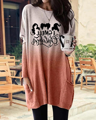 Haut design avec poches à imprimé lettre Halloween