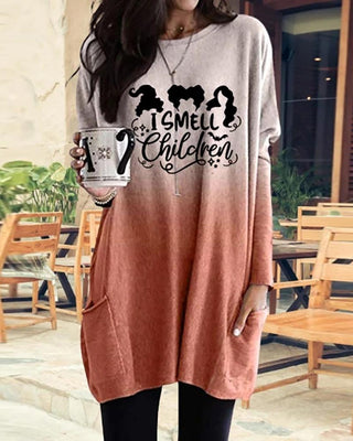 Haut design avec poches à imprimé lettre Halloween