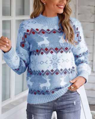 Pull laid en tricot de Noël moelleux à imprimé renne