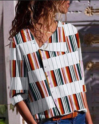 Blouse décontractée à patte oblique et impression numérique