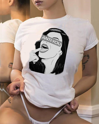 T-shirt col rond imprimé lettres