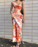 Robe maxi dos nu à imprimé tie-dye