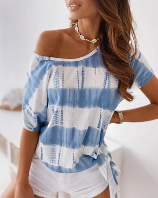 T-shirt décontracté noué à imprimé tie-dye