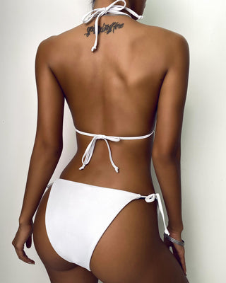 Soutien-gorge à bretelles scintillantes avec ensembles de bikini culotte