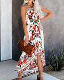 Robe maxi dos nu à imprimé floral