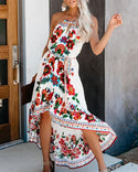 Robe maxi dos nu à imprimé floral