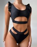 Maillot de bain bikini à découpes et volants