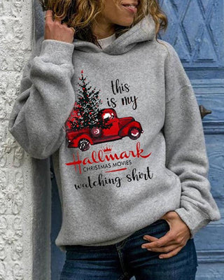 Haut à capuche à imprimé lettre de Noël