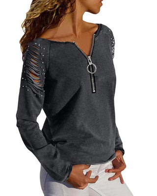 Haut zippé perlé à découpes échelle