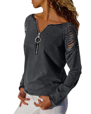 Haut zippé perlé à découpes échelle