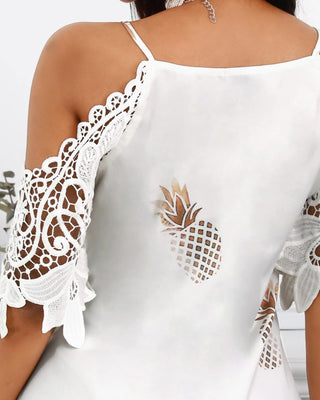 Robe en dentelle crochetée à épaules dénudées et imprimé ananas