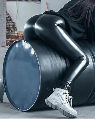 Pantalon en cuir PU taille haute