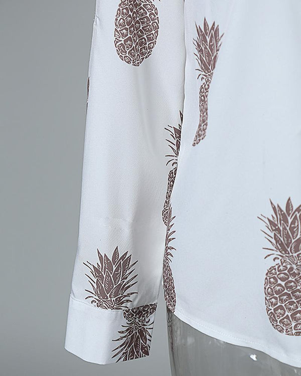 Haut décontracté à manches longues et imprimé ananas
