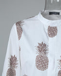 Haut décontracté à manches longues et imprimé ananas